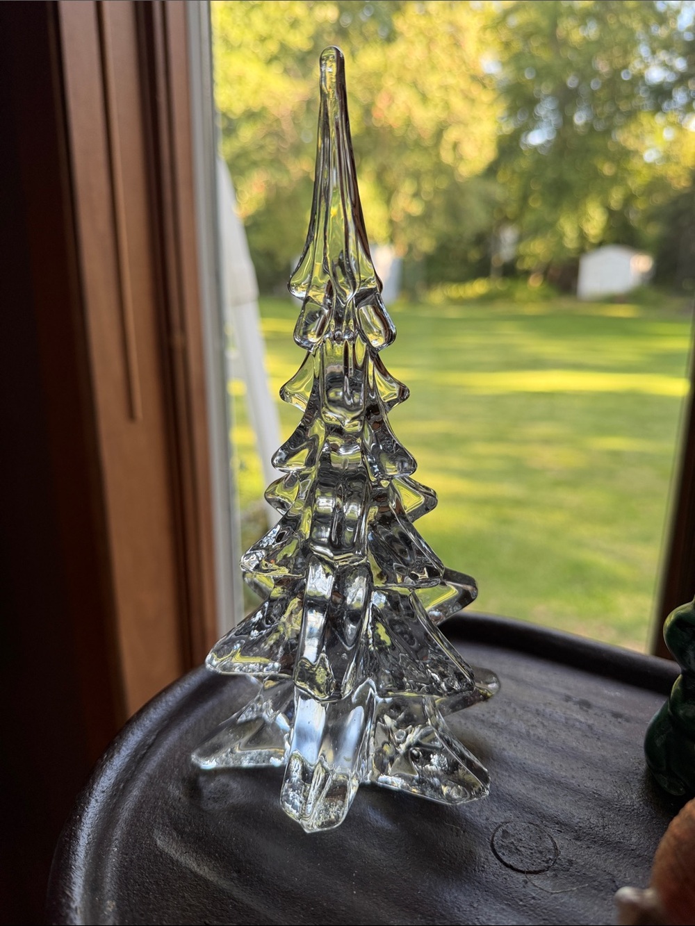 Vintage 80s Clear Glass Lead Crystal Christmas Tree Enesco